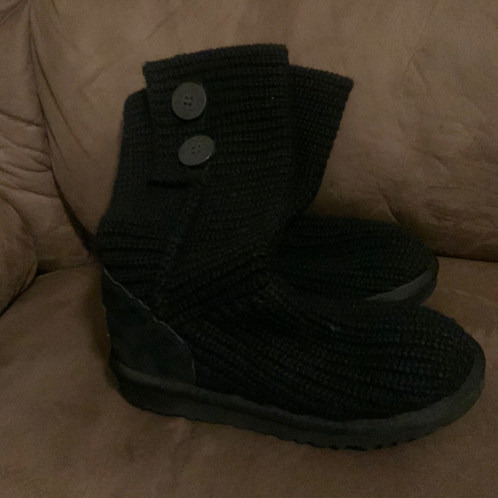 Knit and suede on heel black UGG boots